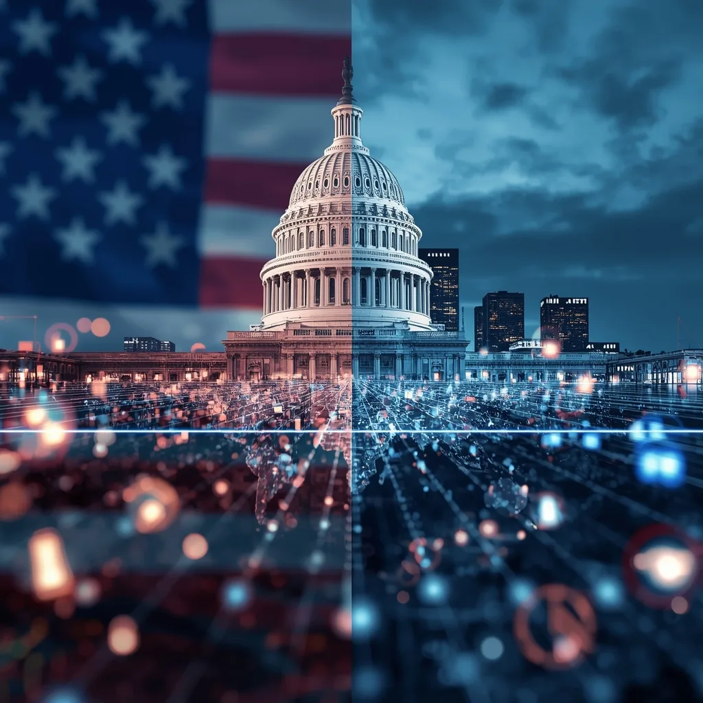 U.S.–Korea trade agreement illustration showing the U.S. Capitol and Seoul skyline connected by digital trade lines, symbolizing updated tariff rules under the Strategic Trade & Investment Deal.