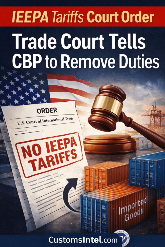 IEEPA tariffs court order directing CBP to remove emergency tariffs from import entries