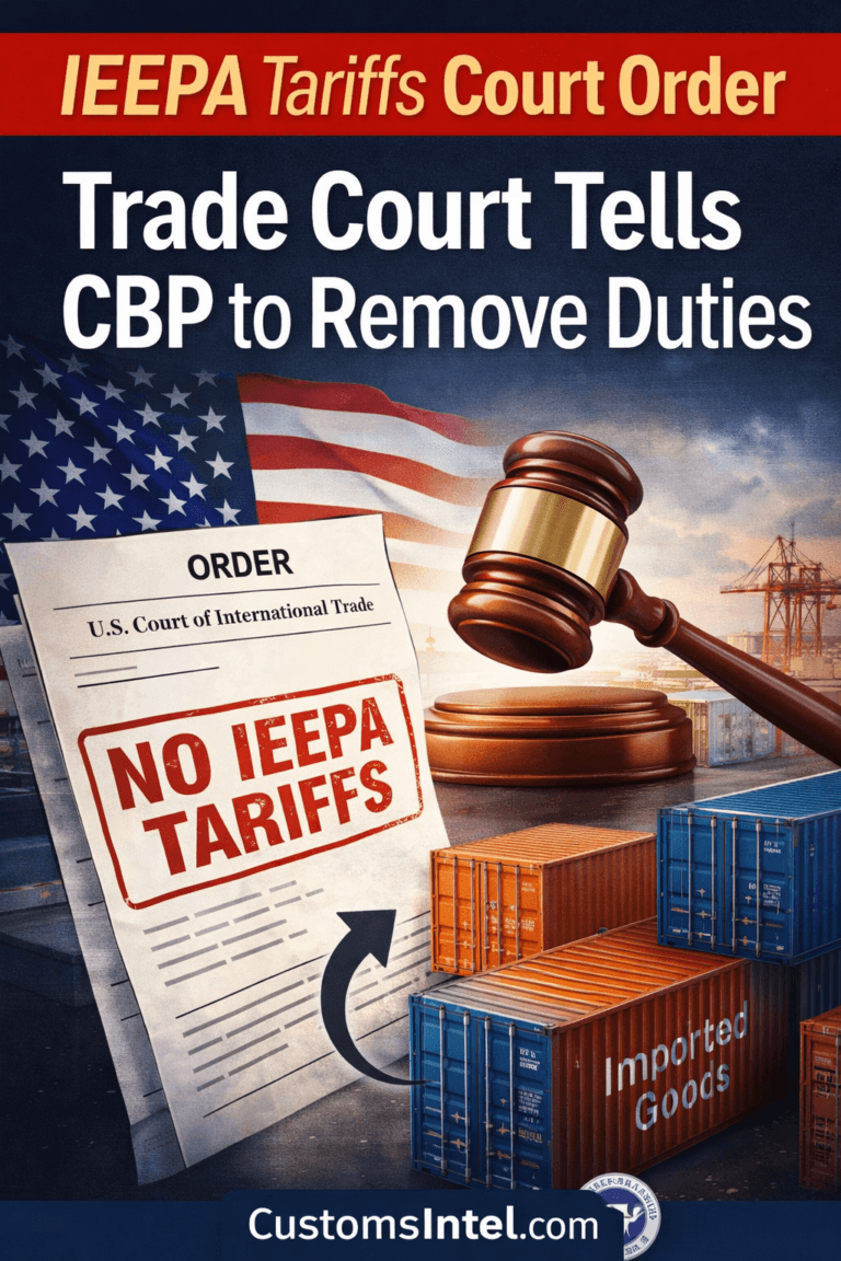 IEEPA tariffs court order directing CBP to remove emergency tariffs from import entries