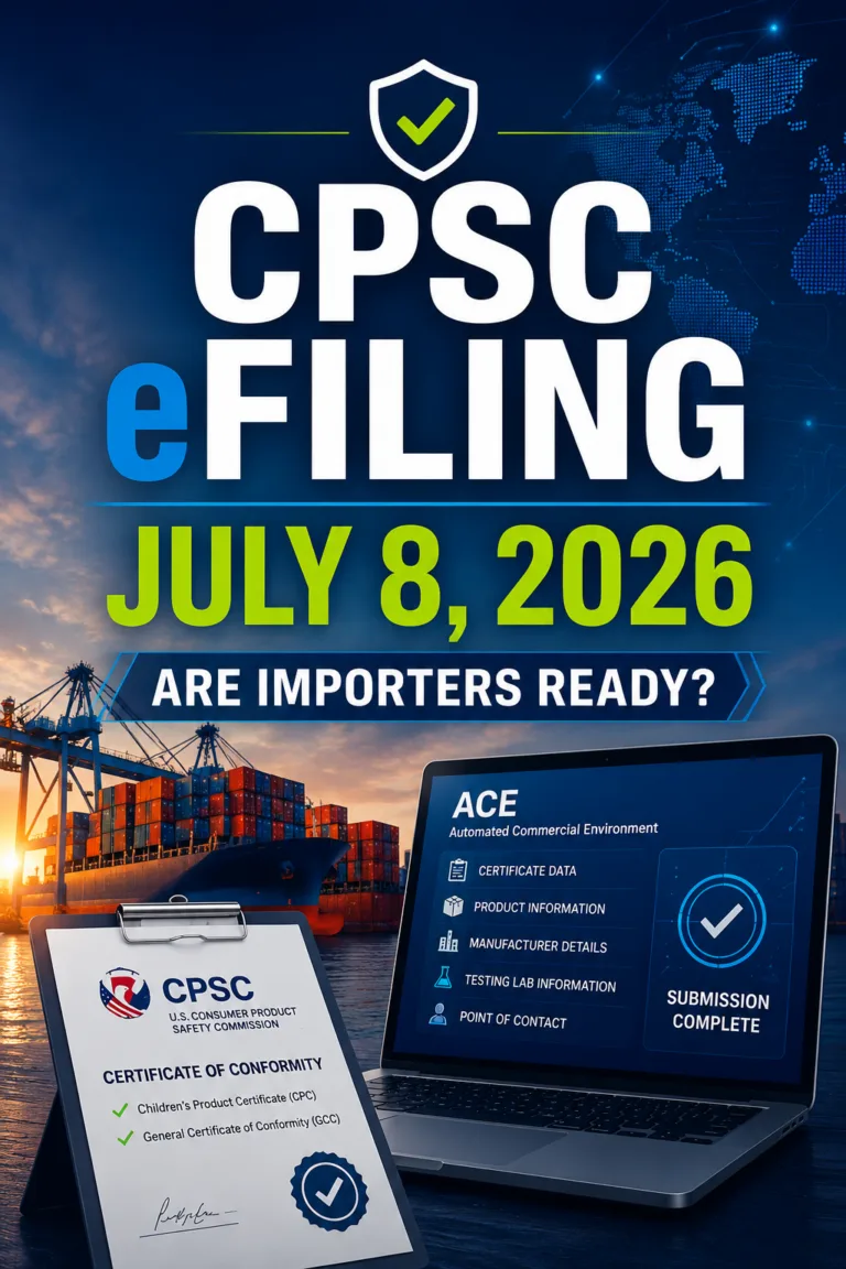 CPSC Mandatory eFiling requirements beginning July 8, 2026 for imported consumer products through ACE